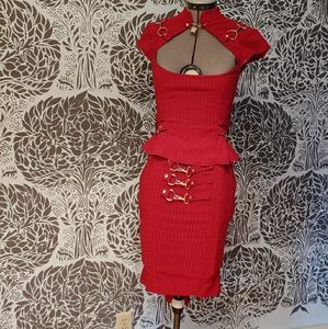 Lip service "gangsta pranksta" red pinstripe set